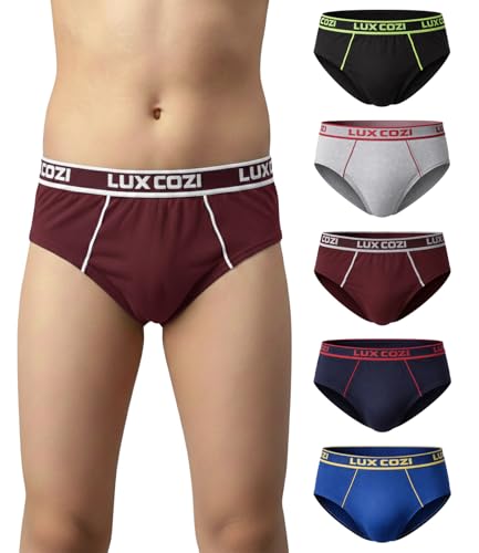 Image of Lux Cozi Boy's Super Combed Cotton Outer Elastic Solid Brief with Ultra Soft Waistband | Colors May Vary -Pack of 6