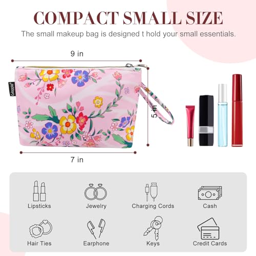 Image of Gloppie Make Up Bags for Women Small Makeup Bag for Purse Cosmetic Bag Pink