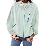 Genérico Cazadoras Mujer Dos Tonos - Ropa Mujer Con Capucha Cremallera, Chaquetas Único Calle, Bombers Con Bolsillo Adecuados Para Primavera Y Otoño verde menta XXL