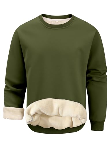 Image of Gihuo Men's Warm Crewneck Sherpa Lined Fleece Sweatshirt Pullover Tops