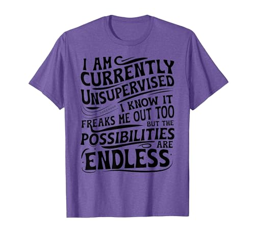 I Am Currently Unsupervised But Possibilities are Endless T-Shirt, Men, Purple Heather, Large