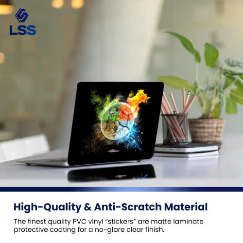 Image of LSS 17 17.3 Inches Laptop Notebook Skin Sticker with 2 Wrist Pads - Reusable Cover Protector Vinyl Sticker Cover Decal Fits 17 inch - 19 inch HP Asus Acer Samsung - Earth on Fire Pattern