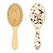 ALAZA Cute Cow Daisy Flower Hair Brush for Women Men Natural Wood Detangler Brushes for All Hair Types Hairbrush for Wet & Dry