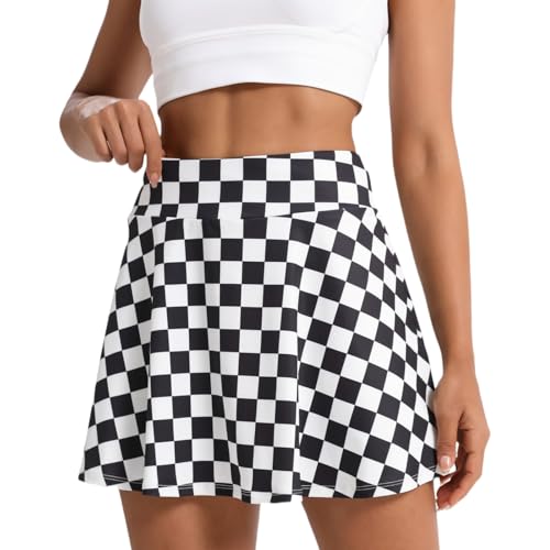 VOTUGUBY Women's Tennis Skirt Pleated Athletic Skirt with Shorts Pocket High Waisted Checkered Golf Skort for Workout Pickleball L