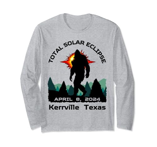 Éclipse solaire totale 2024 à Kerrville, Texas, blague amusante sur Bigfoot Manche Longue