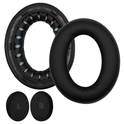 Almohadillas para auriculares de reemplazo para Bose QuietComfort Ultra inalámbricos con cancelación de ruido, de MMOBIEL: almohadillas de espuma viscoelástica y cuero sintético de proteína PU, aislamiento acústico – Negro miniatura 2