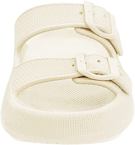 Image of BRONAX Pillow Slippers for Women and Men | Adjustable Double Buckle Shower Slides | Cushioned Thick Sole Sandals