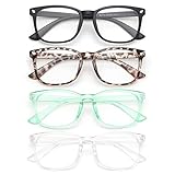 Blue Light Blocking Glasses - Anti Glare UV/Blue Ray Filter Computer Gaming Glasses Fashion Fake Eyeglasses Frames for Women Men (Gaoye 4-Pack)