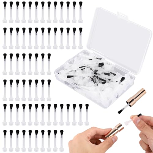Dip Nail Replacement Brush Kit, 66pcs Nail Polish Brush Replacements with 1 Cap 1 Storage Box Dip Powder Replacement Liquid Brush Fine Soft Bristles Brush for Professional or Amateur Manicurist