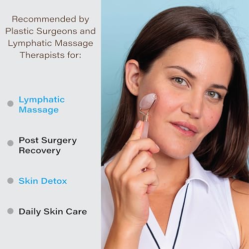 Image of Bruizex Lymphatic Drainage Face Massager Set: Rose Quartz Face Roller & Gua Sha Facial Tool for Lymphatic Massage, Muscle Tension Relief, Skin Care, for Lymphatic Massage Oil, Serum & Face Cream
