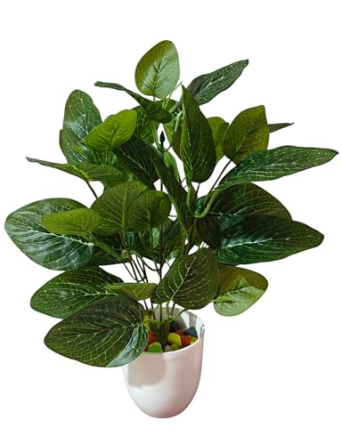 Image of Natural Looking Artificial Money Plant /Tree with Pot | Ornamental Plant for Interior Decor | Home /Shop /Office Decor (Dark-Green)