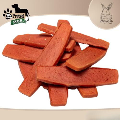 Mr. Pretzel – Premium-Kaninchenstreifen für Hunde – 500g – 90 % Fleischanteil – Gesunder Kausnack – Hypoallergen – Ohne Zusatzstoffe – Ideal für Training & Belohnung