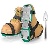 MOFEEZ Lawn Aerator Shoes for Grass - Pre-Assembled Grass Aerator Shoes for Lawn - Soil Yard Aerator Tool for Aerating Patio Garden, Green&Black