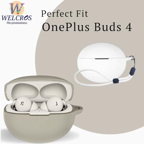 Image of WELCROS Soft Silicone Protective Case Cover for OnePlus Buds 4 (Lanyard White)