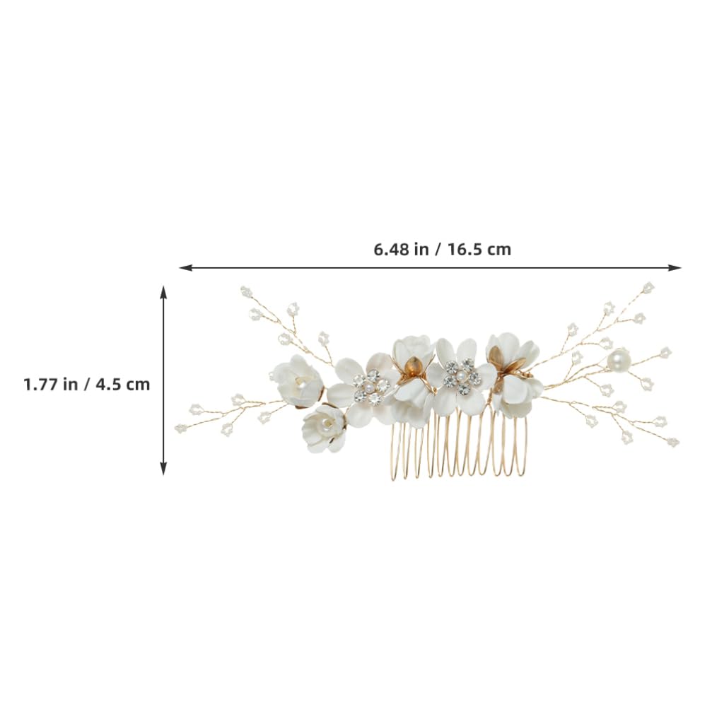 FRCOLOR Flower Hair Combs Bridal Wedding Hair Accessories 6.50 Inch Floral Ornaments for Women Party Headpieces 2Pcs Set - Image 3