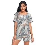 Taille : S/M/L/XL/XXL (veuillez consulter le tableau des tailles sur l'image), cet ensemble de pyjama ample pour femme s'adapte à différentes morphologies.