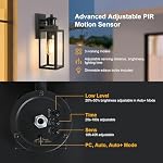 Motion Sensor Outdoor Light, Exterior Light Fixtures Wall Mount with 3 Lighting Modes, Dusk to Dawn Outdoor Wall Light, Waterproof Outside Porch Light Wall Sconce for House, Bulb Included