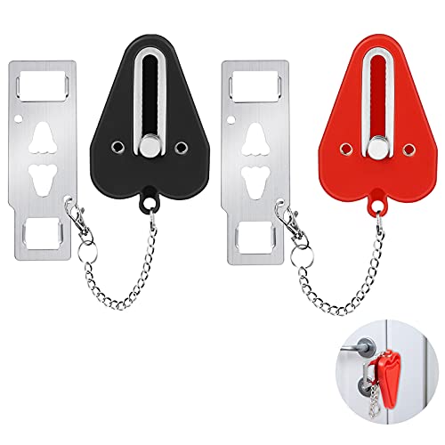 Portable Door Lock for Travel Apartment Home Security, Pocket Door Locker from Inside, Child Proof Door Lock, Door Security Device for Additional Safety and Privacy(2 Pack)