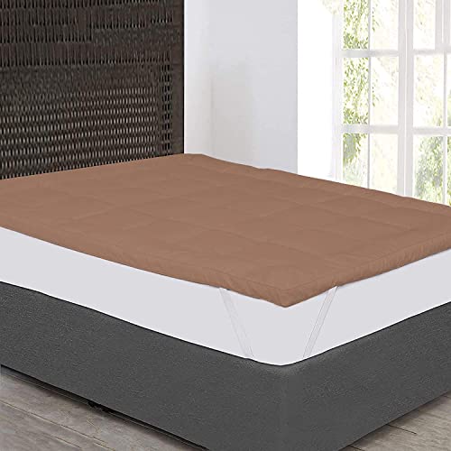 Image of 1200GSM Hollow Fibre Mattress Padding /Topper Brown for King Size Bed-72 Inch X 78 Inch