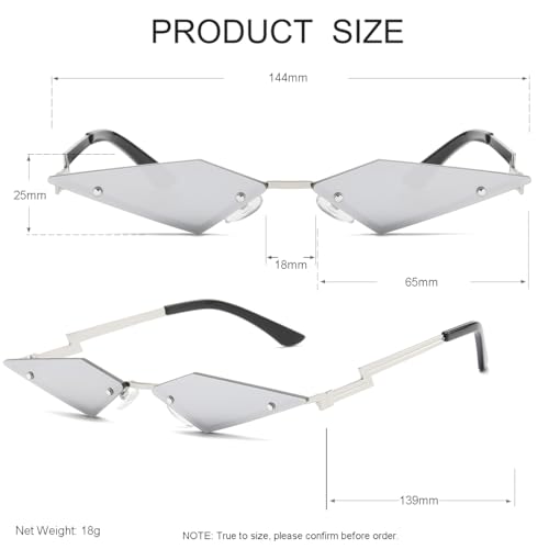 JOVAKIT Rimless Lozenge Sunglasses for Women Men Fashion Polygon Sun Glasses Metal Frame Rave Party Halloween Eyeglasses4