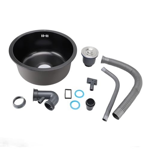 Fregadero Cocina Nano Negro, Acero Inoxidable 1 Seno, 40 cm Undermount - Diseño Único, Resistente y Multifuncional, Ideal Para Cocina y Barra