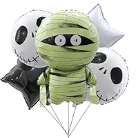 Large Halloween Balloons for Decorations, 46-75cm Halloween Foil Balloons with Mummy Skull Pentagram Balloon, Halloween's Decorations Balloon for Party Indoor