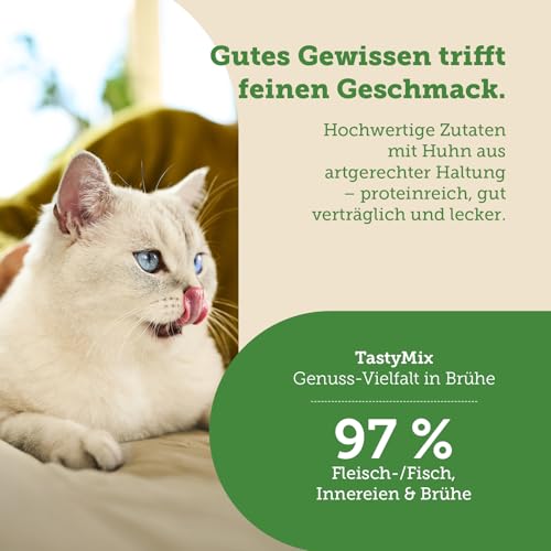 MERA Cats Nature Adult Tasty Mix Premium Katzenfutter Nass 12x85g | ohne Zucker und Getreide | Adult Katzen Nassfutter hoher Fleischanteil | Vorteilspack