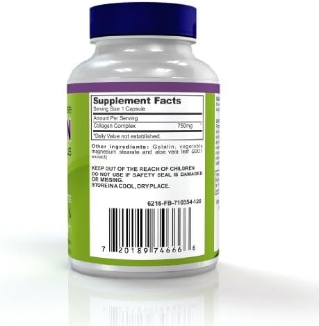 Miniatura 4 de Suplementos de colágeno One Plus  120 unidades con 750 mg por cápsula  Colágeno hidrolizado para una mejor absorción corporal  Más fácil de tragar