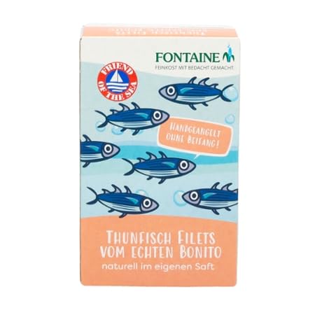 Fontaine - Thunfisch Echter Bonito naturell – 120 g – 5er Pack - Premium Thunfischfilets im eigenen Saft und Aufguss, aus 100% zertifizierter, nachhaltiger Fischerei und kontrolliertem Anbau