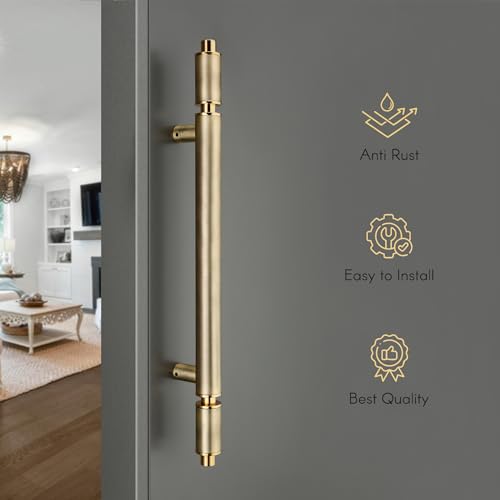 Image of LAPO Premium Stainless Steel Main Door Handle 20 Inch | Heavy Duty Antique PVD Gold Finish Pull Handle | Hole to Hole Size 12 Inch | Durable & Stylish Entrance Handle | 3 Years Manufacturer Warranty