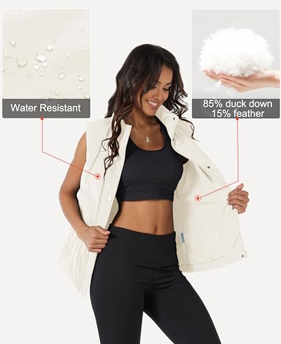 MAGCOMSEN Women's Puffer Down Vest Oversized Zip Up Outerwear Lightweight Winter Padded Gilet Jacket with Pockets4