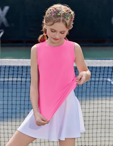 Image of Zaclotre Girls Athletic Tank Tops High-Low Hem Loose Fit Summer Top Kids Sleeveless Sport Shirts 5-14 Years