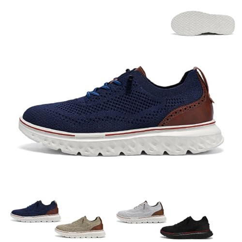 Men's Hands Free Slip on Oxford Shoes, Comfofeet Ultra Comfortable Diabetic Shoes, Lightweight Soft Sole (Blue,25.0 cm) [sAi]