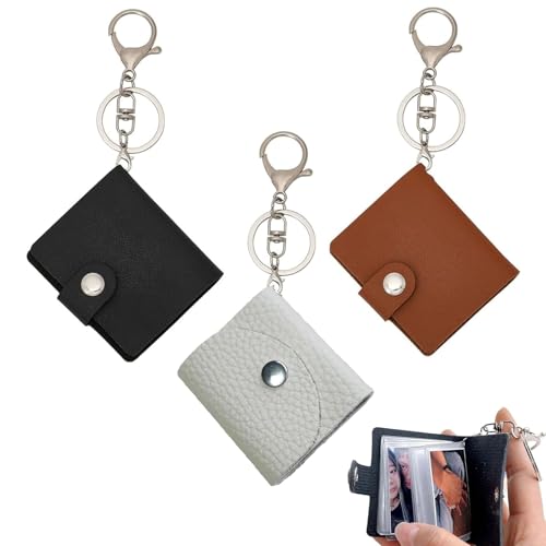 3 Pcs Mini Scrapbook Keychain, Mini Photo Album, Small Custom Leather Memory Photo, Photocard Binder, Mini Cute Key Ring Keychain With Picture Book For Family, Boyfriend, Couples, Dog, Friends