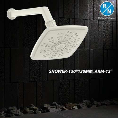 Image of RN PTMT Superior Plastic Overhead Shower with 12 inch Shower Arm (White) | Shower Size: 13X13cm | RainFall Shower RNPTS01A11