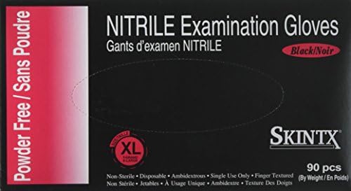 Black Nitrile Powder Free Medical Grade Exam and Tattoo Gloves, 90 Gloves/Box Size X-Large (90, X-Large) by TG Medical