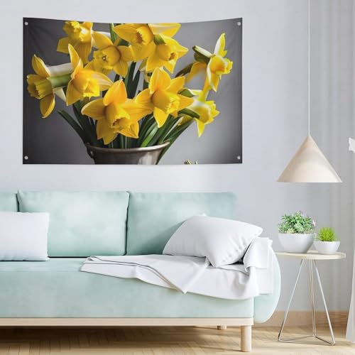 Bannière résistante aux intempéries motif jonquilles en polyester durable de qualité