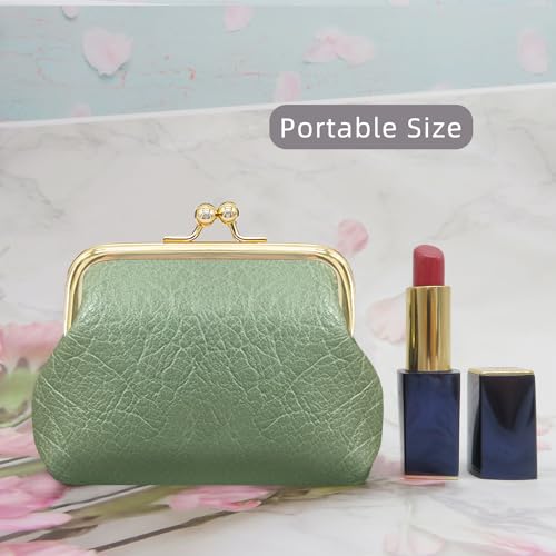 Image of 2pcs Coin Purse Small Size Pu Leather Elegant Change Pouch with Metal Kiss Lock Clasp Mini Cute Vintage Snap Closure Wallet Clutch Purse Bulk for Women Ladies Girls Men Childs Kids,