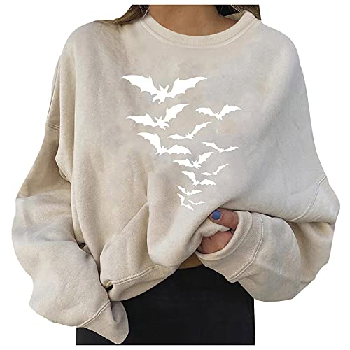 Sweat Femme Grande Taille Tee Shirt Décontractés Mode Tunique Ample Col Rond Sweat-Shirt Pull Imprimé Haut Oversize Coton Sweatshirt Pullover Manche Longue sans Capuche Cover
