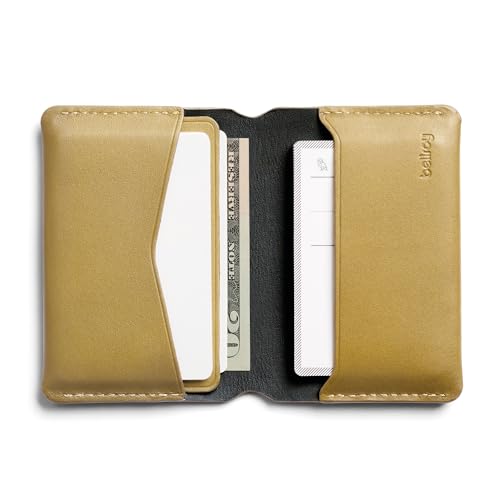 Image of Bellroy Under Cover (slimline leather card wallet /holder with card storage, quick access slot, plus space for folded bills) - Mustard