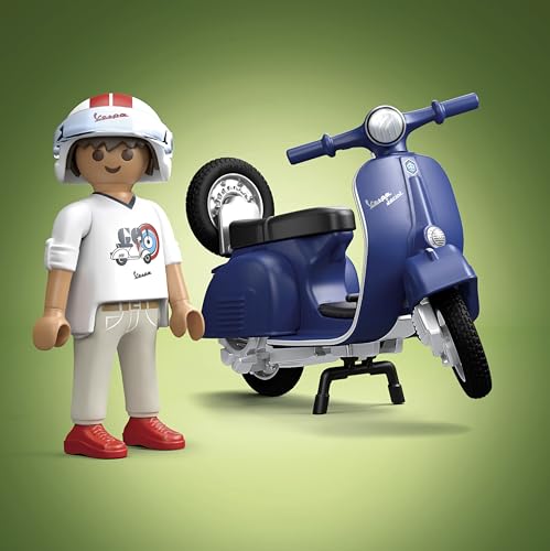 Playmobil 71622 1969 Vespa 150 Sprint Veloce, Bleu - Comprend Un Personnage, Une Vespa, Deux selles, Une Roue de Secours Amovible Ainsi Que des Accessoires - Dès 5 Ans