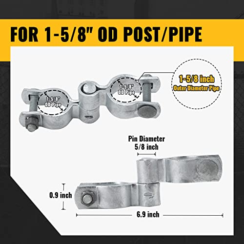 Image of VIVIDA Chain Link Gate Hinge, 1-5 /8 inch Fence Pipe Gate Hinge Kit, 2 Set