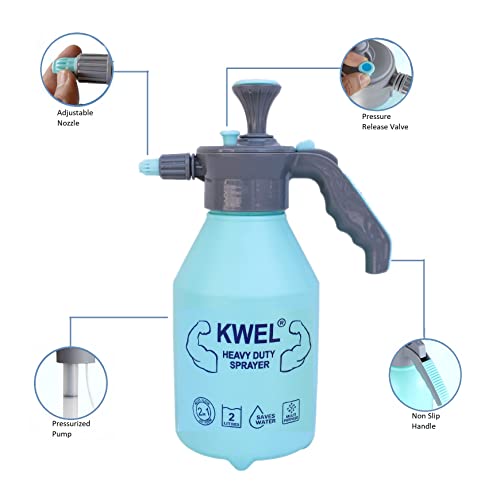 Image of KWEL Heavy Duty Garden Pressure Pump Sprayer, Lawn Sprinkler, Water Mister, Spray Bottle for Herbicides, Pesticides, Fertilizers, Plants Flowers (2L Capacity), Blue