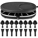Raclette Set für 8 Personen mit Pfännchen & Schaber – Rostfrei & stufenlos regulierbar (Rund)