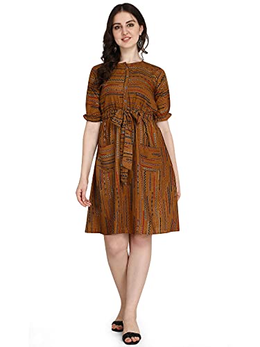 Image of GRECIILOOKS Women's A-Line Rayon Dress Standard Length Kurti