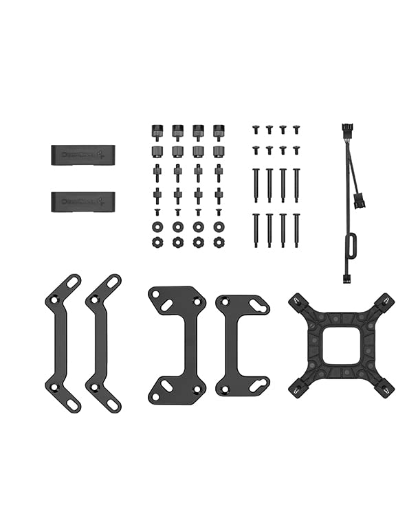 Contents of the LT520 liquid cooler package, including cooler, fans, and mounting hardware