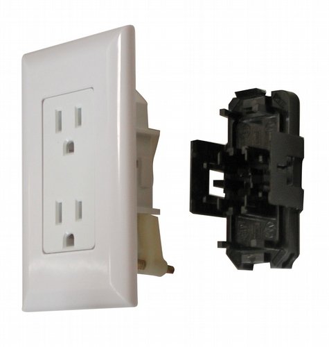 Receptacle 15 Amp/ 120 Volt AC Power Non Ground Fault Interrupter Dual Receptacle White Screw Mount with Snap-On Cover CSA Approved