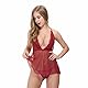 KELITCH Sexy Frauen Dessous Teddy Babydolls Harness Deep V Halter Spitze Hohl Out Unterwäsche Nachtwäsche