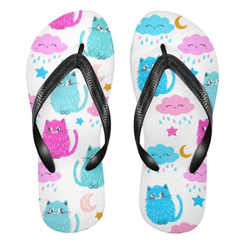 Burbuja Cute Cats Flip Flops for Women Men, Soft Thong Sandals Rubber Slippers for Pool Beach Essentials