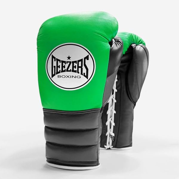 Geezers Halo Training/Sparring Boxing Gloves - Lace (LUMI GREEN/BLACK/GREY, 12OZ) — image 1